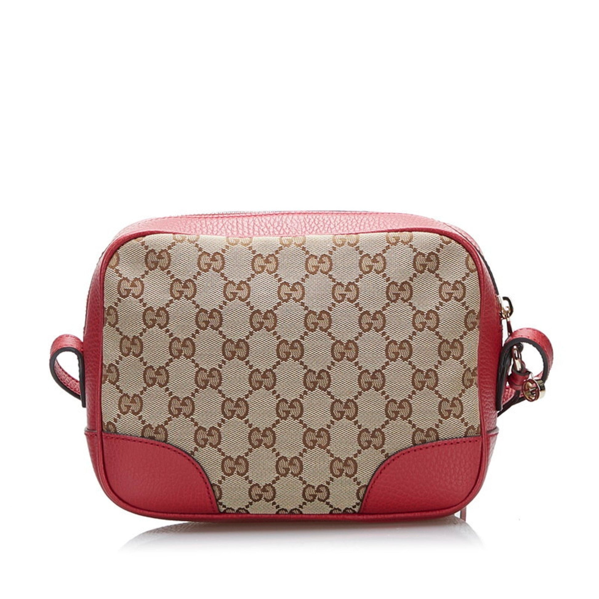 Gucci Brown Leather Canvas Shoulder Bag Style 7