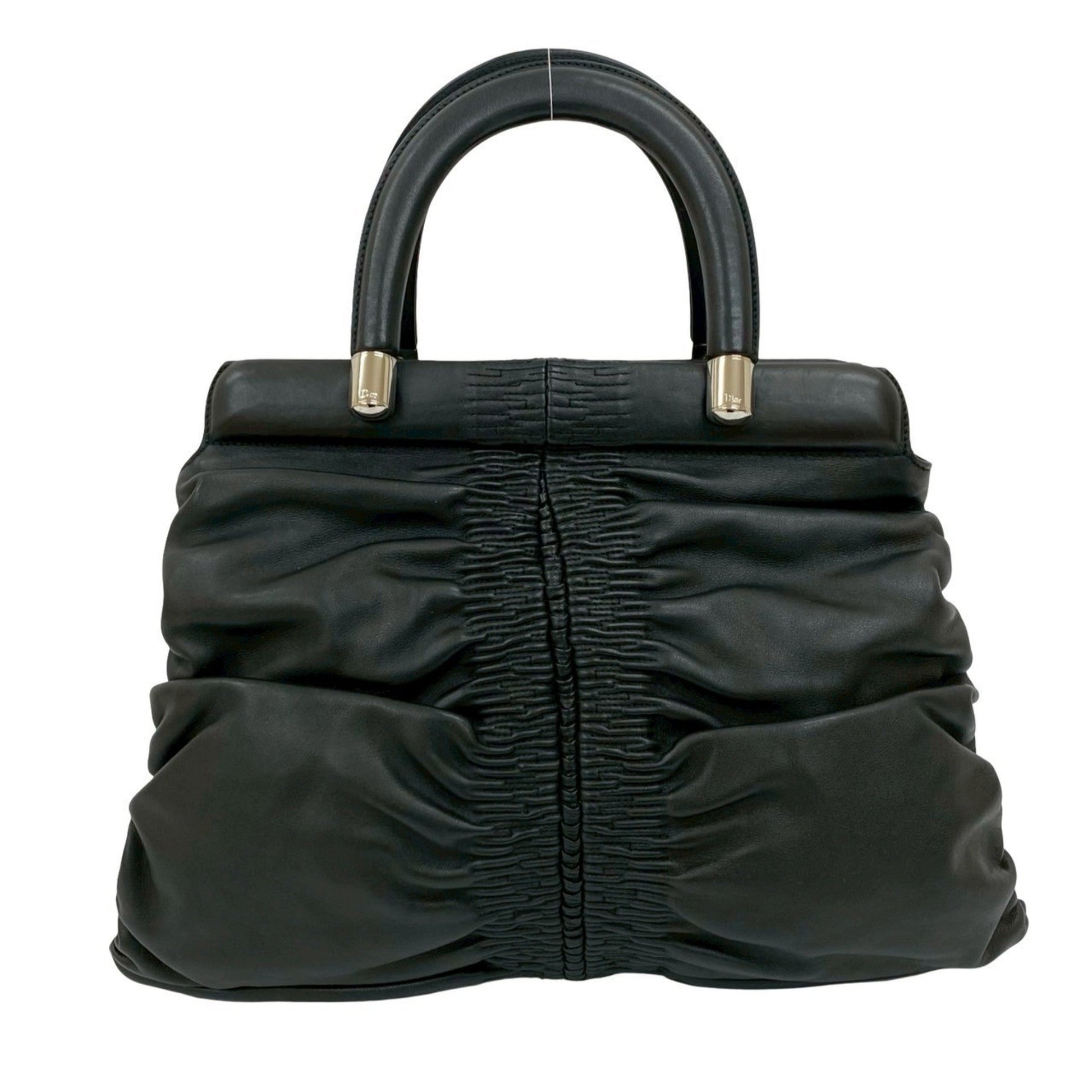 Christian Dior Black Leather Handbag Tote Bag ()