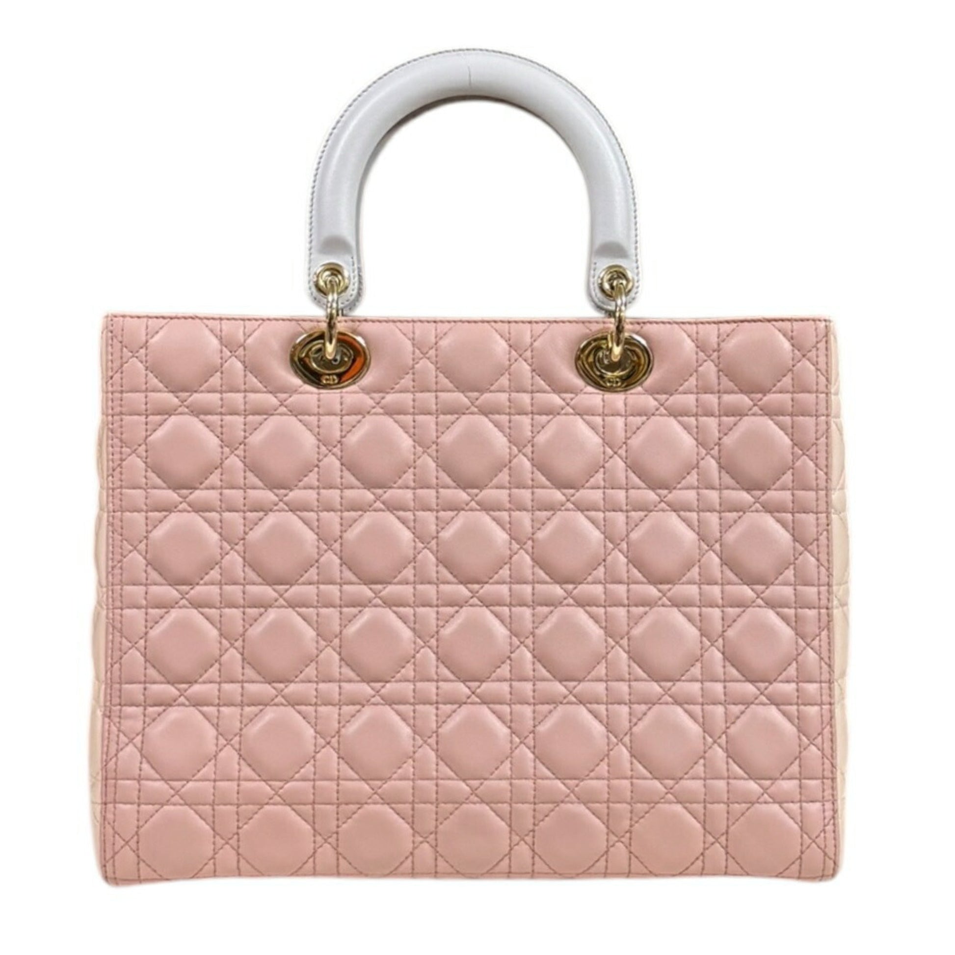 Christian Dior Gray Pink Leather Shoulder Bag ()