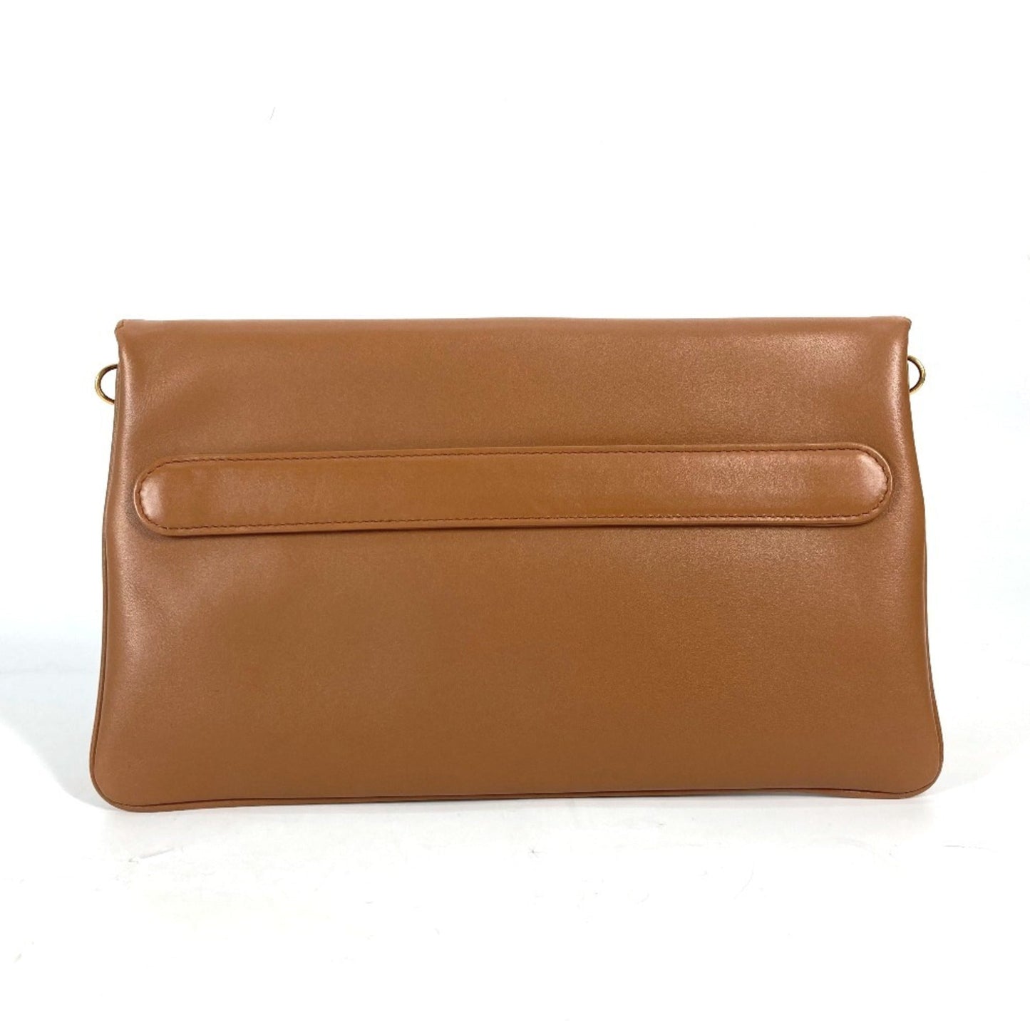 Christian Dior Brown Leather Clutch Bag Handbag Shoulder Bag ()