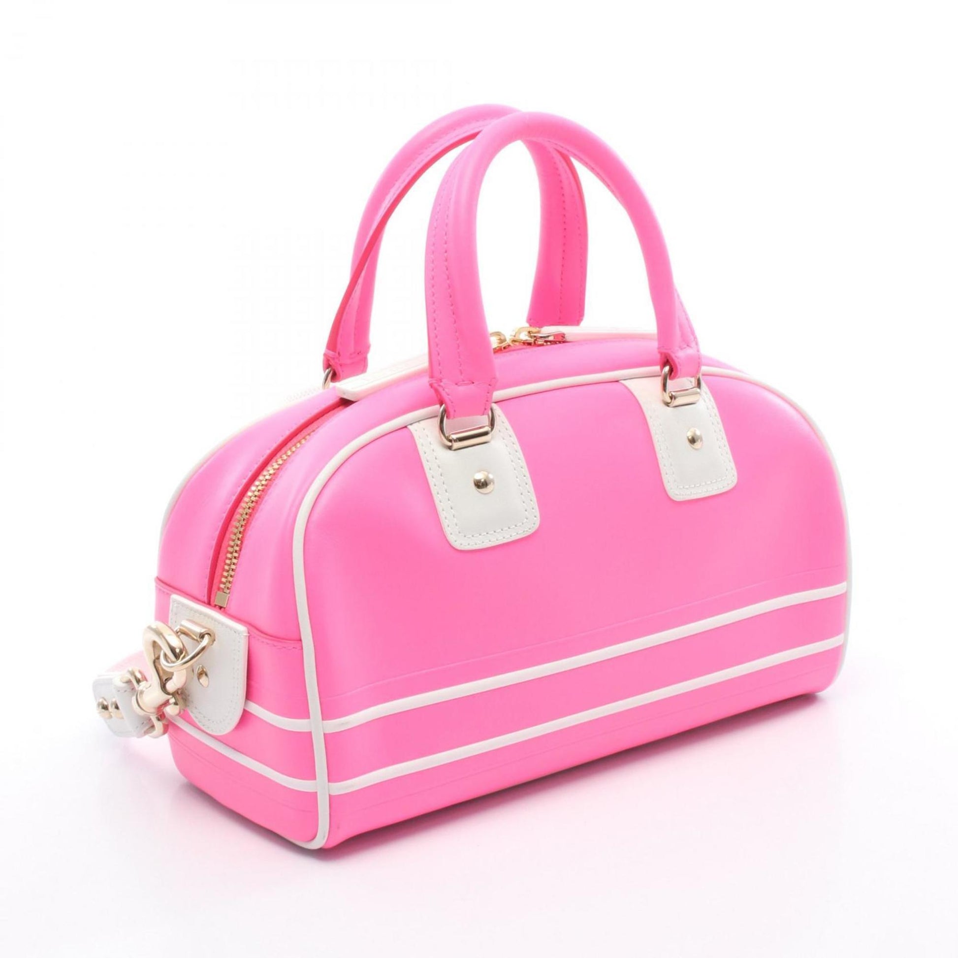 Christian Dior Pink White Leather Handbag ()