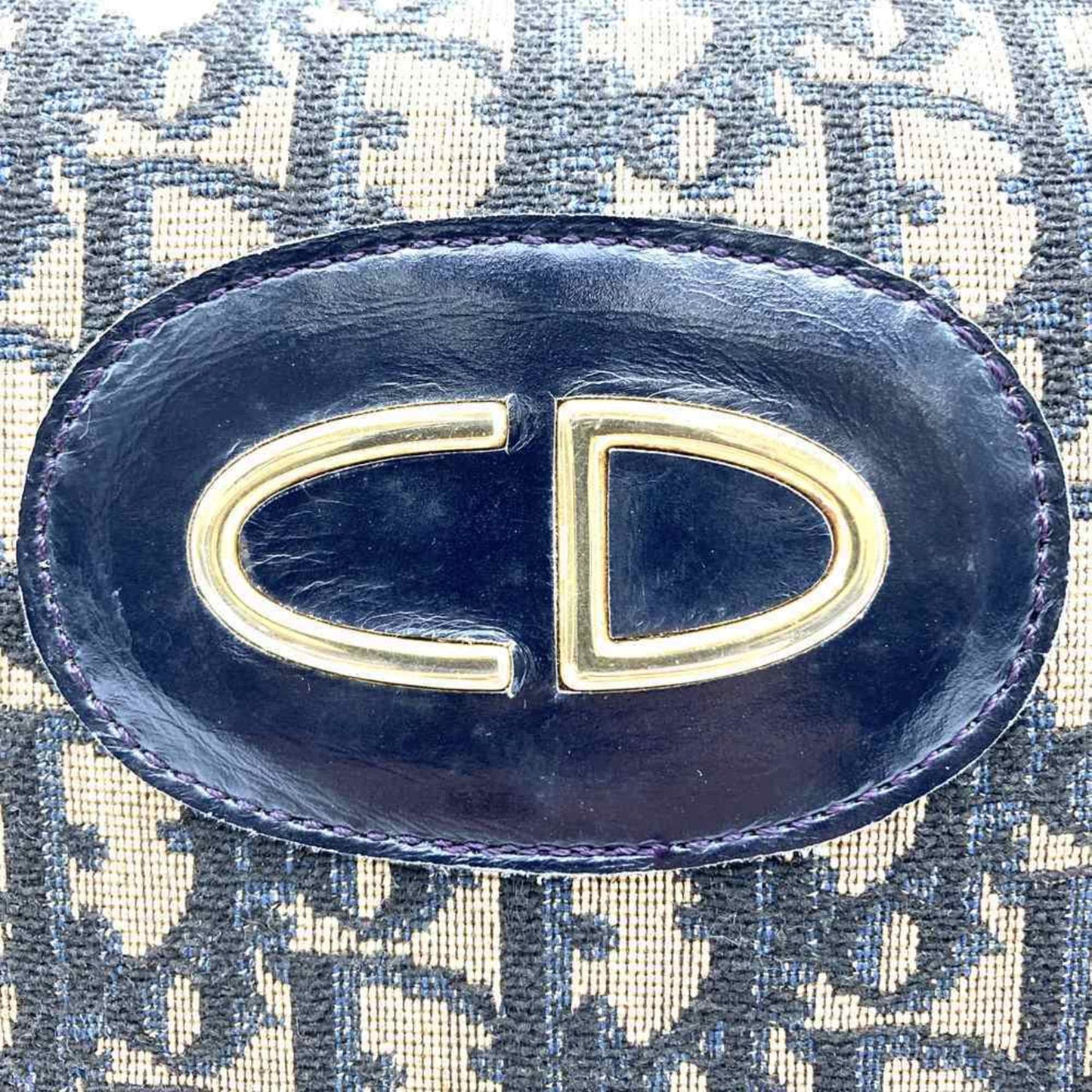 Christian Dior Navy Canvas Boston Bag Handbag ()