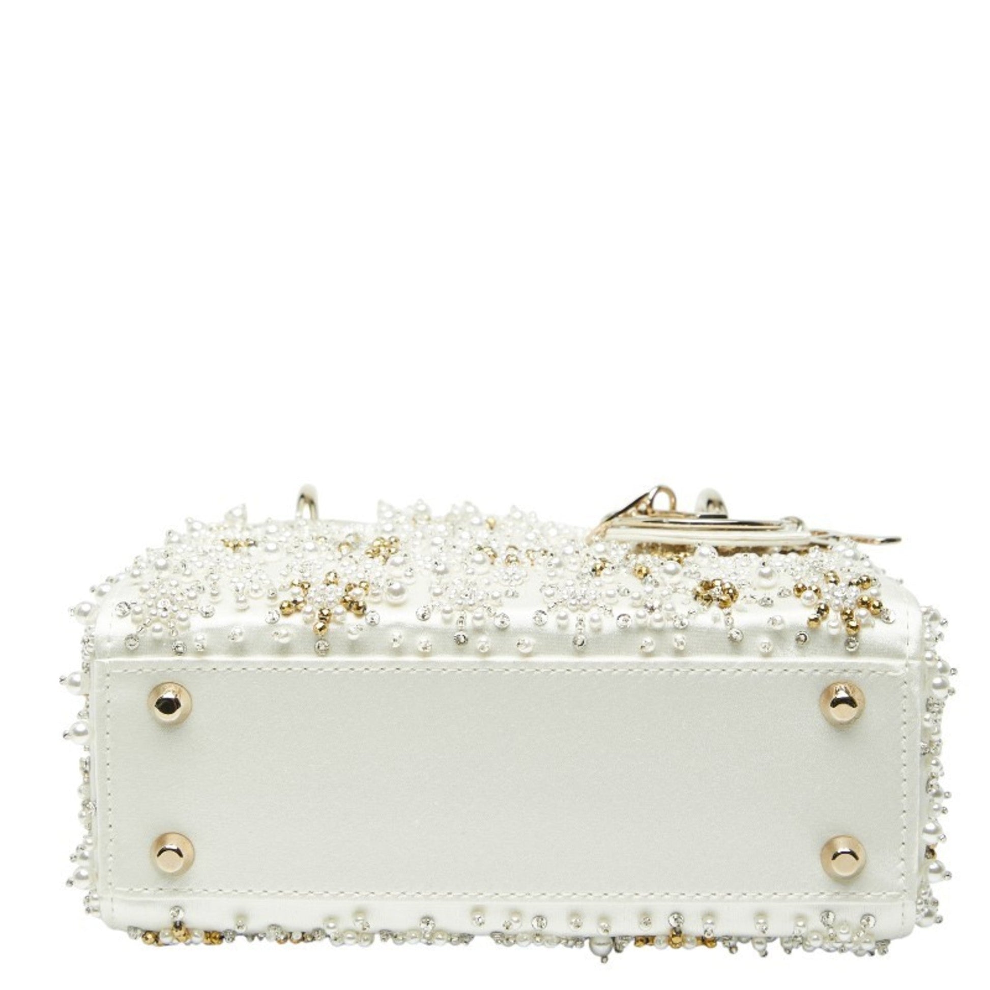 Christian Dior Lady Dior White Silk Handbag Shoulder Bag ()