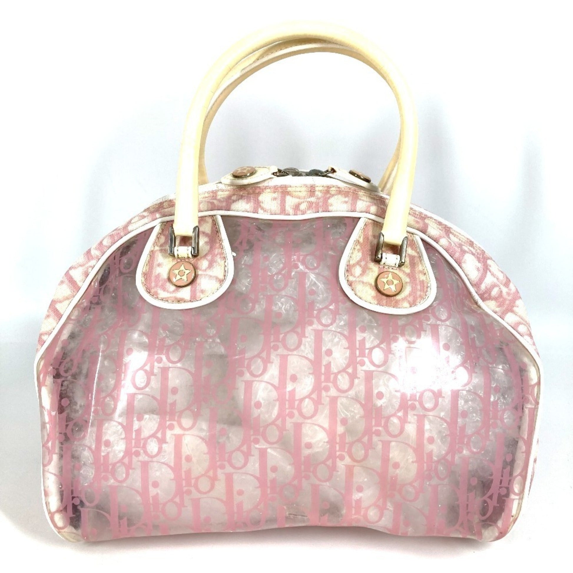 Christian Dior Pink Yellow Trotter Boston Bag Handbag Tote Bag ()
