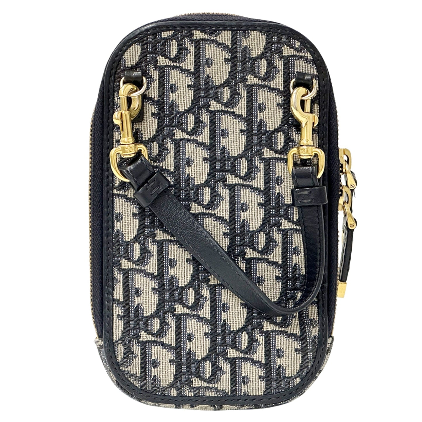 Christian Dior Beige Navy Jacquard Shoulder Bag ()