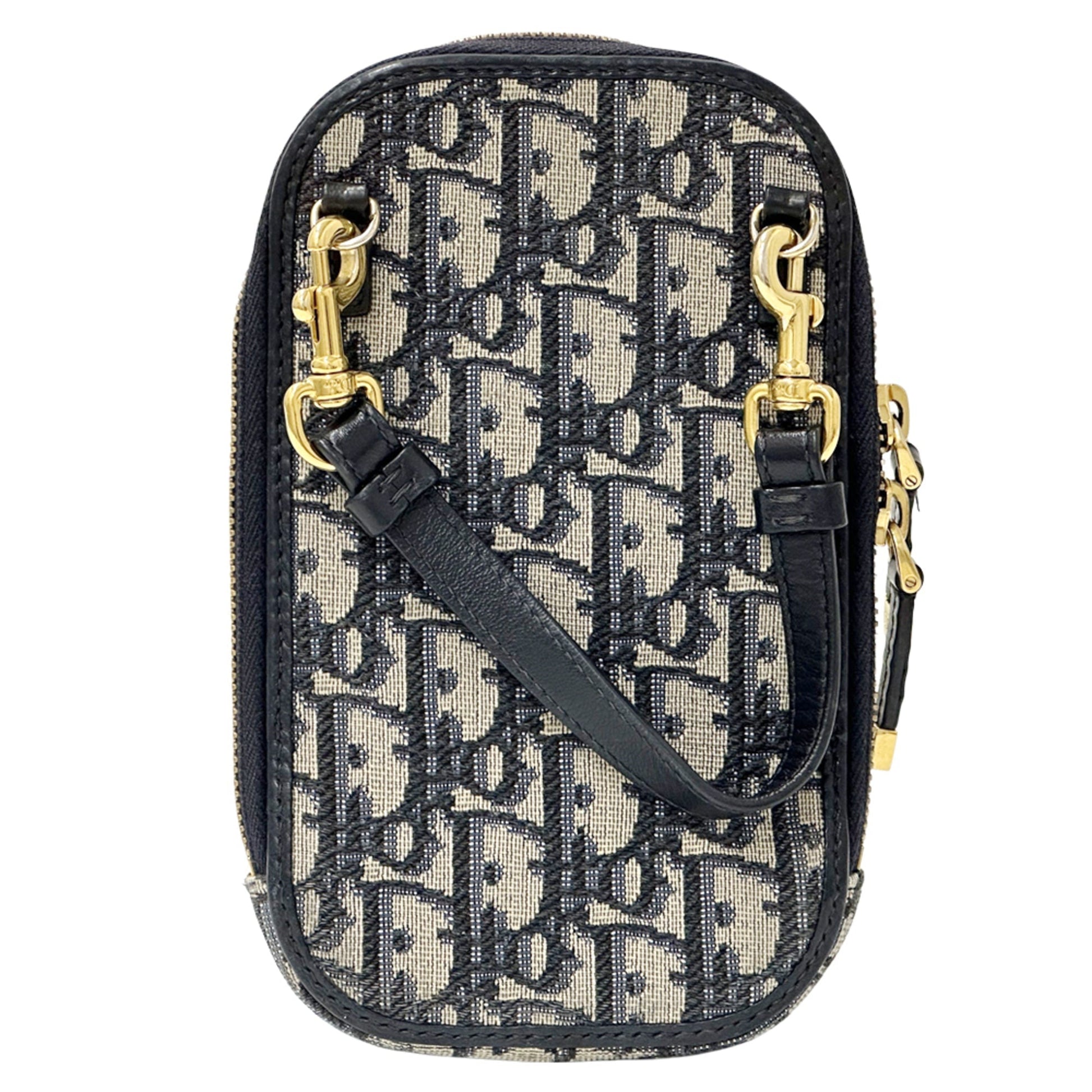 Christian Dior Beige Navy Jacquard Shoulder Bag ()