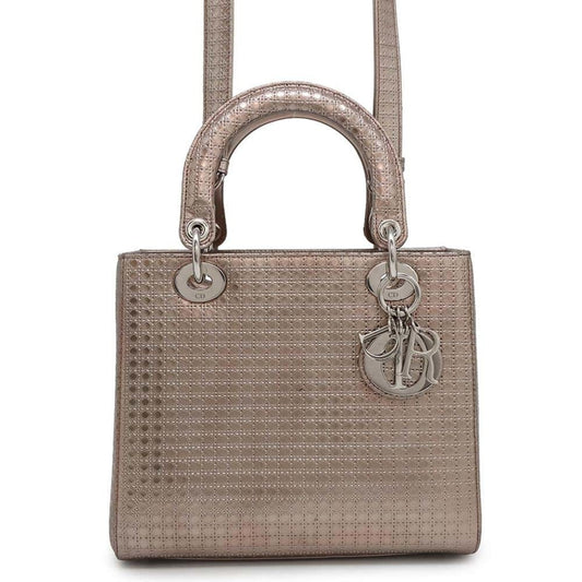 Christian Dior Metallic Pink Leather Handbag Shoulder Bag ()