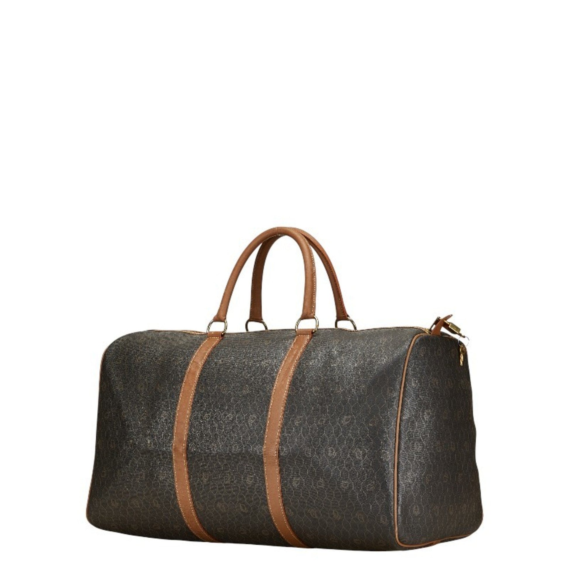 Christian Dior Black Brown Pvc Leather Boston Bag ()