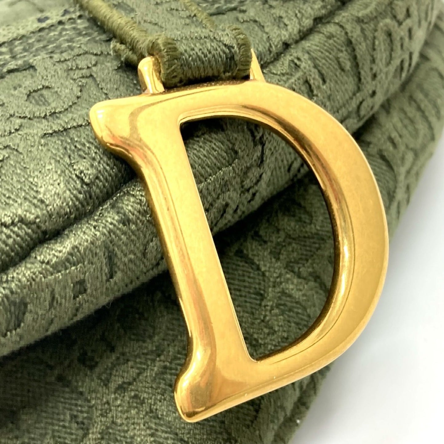 Christian Dior Khaki Canvas Handbag Saddle Bag ()