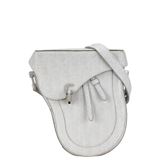 Christian Dior White Leather Saddle Bag Shoulder Bag ()
