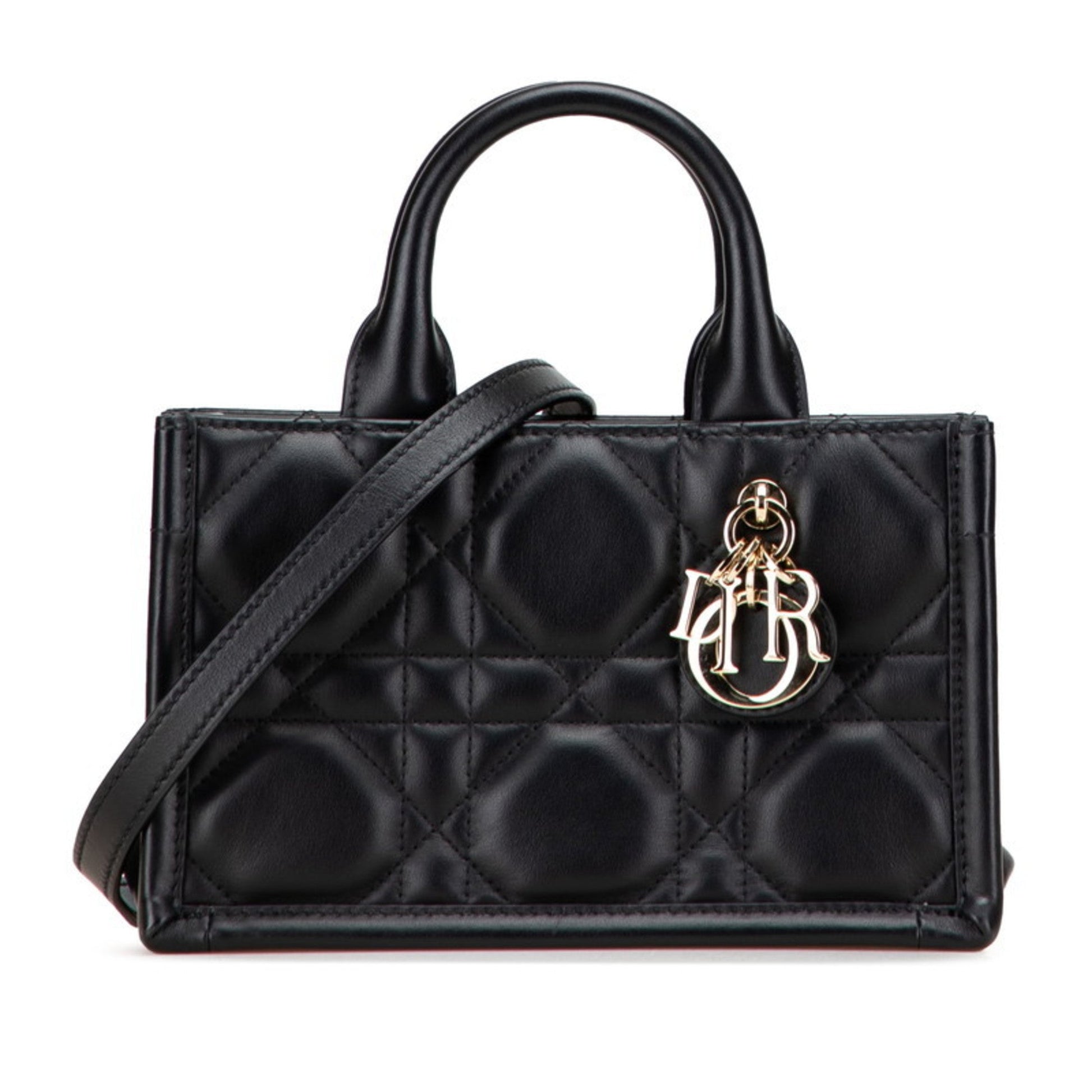 Christian Dior Black Leather Handbag Shoulder Bag ()