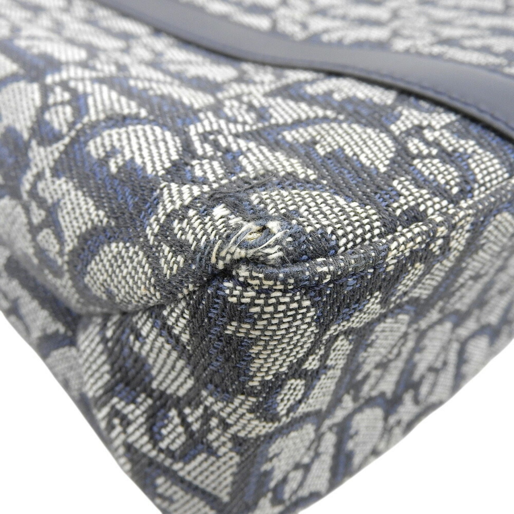 Christian Dior Trotter Navy Trotter Leather Canvas Handbag Tote Bag ()