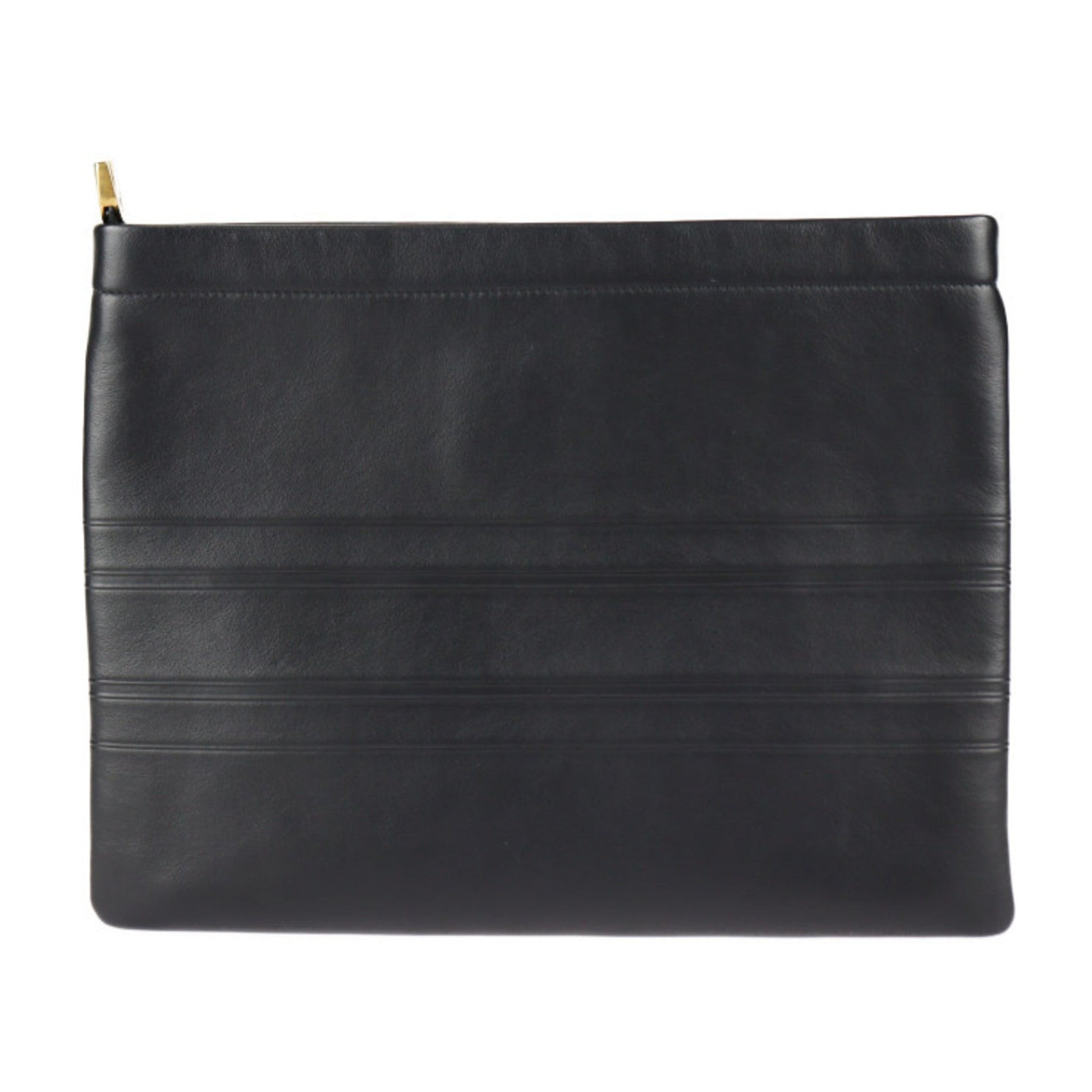 Christian Dior Black Leather Clutch Bag Handbag ()
