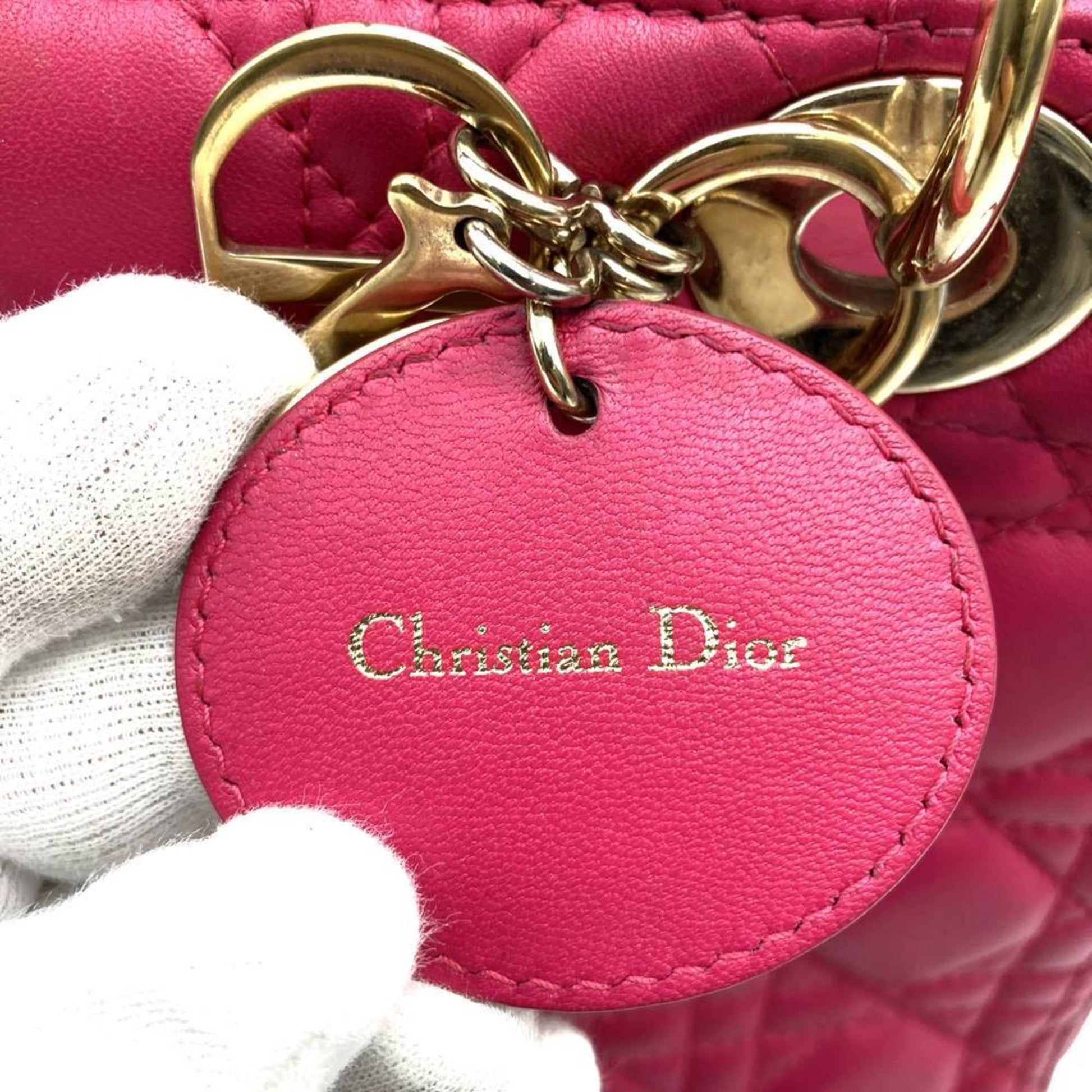 Christian Dior Pink Leather Handbag Shoulder Bag ()