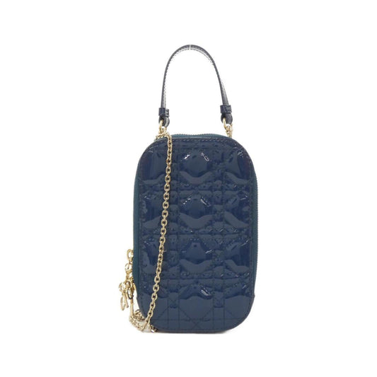 Christian Dior Blue Leather Handbag Pouch Shoulder Bag ()