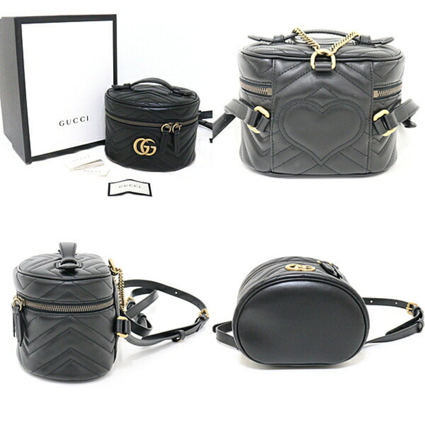 Gucci GG Marmont Black Leather Quilted Backpack