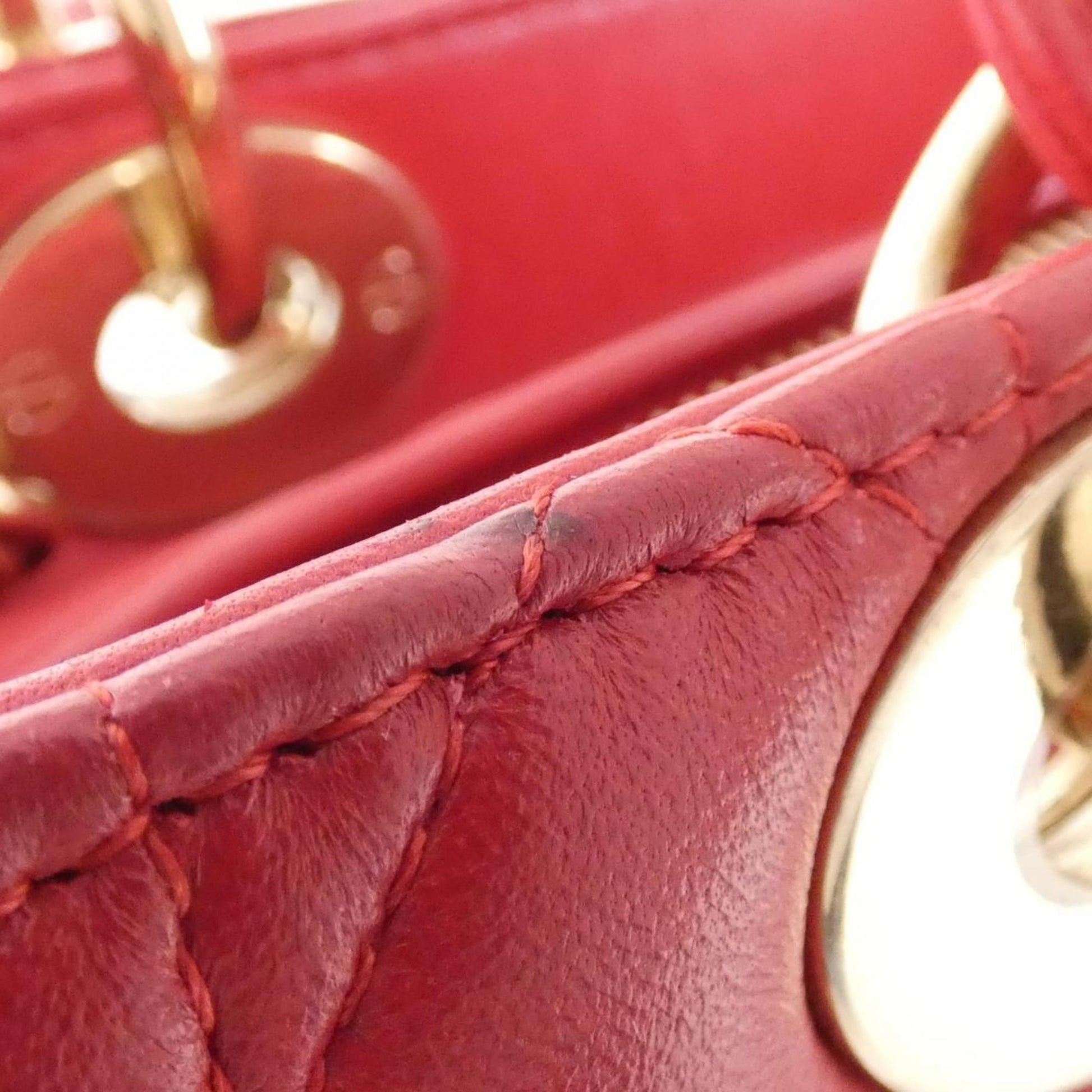 Christian Dior Red Color Leather Handbag ()