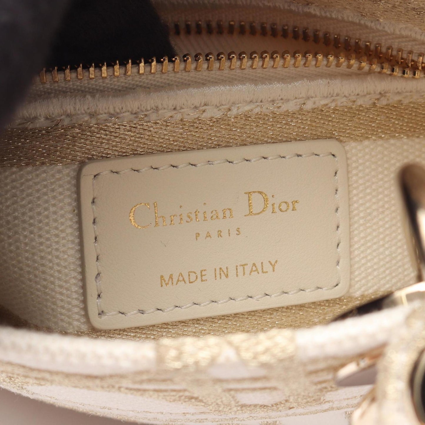Christian Dior Gold White Canvas Handbag ()