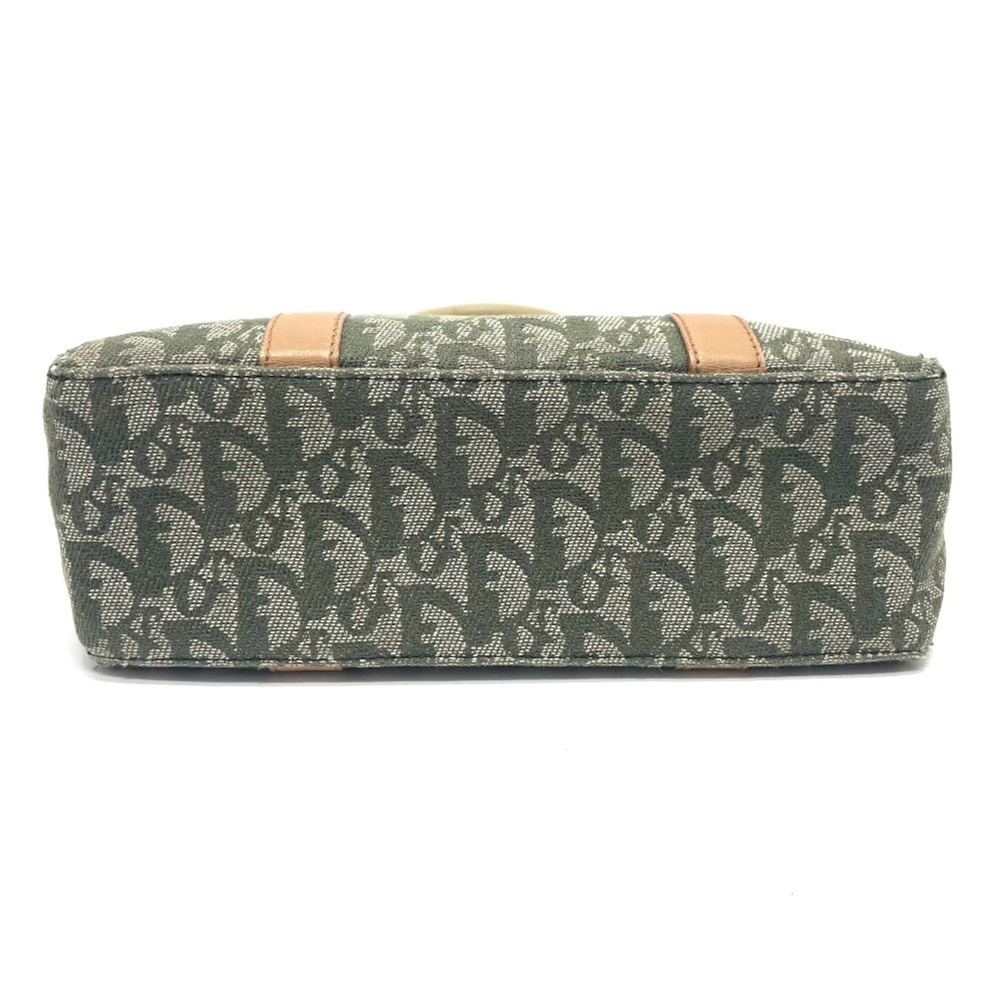 Christian Dior Green Canvas Leather Handbag Tote Bag ()