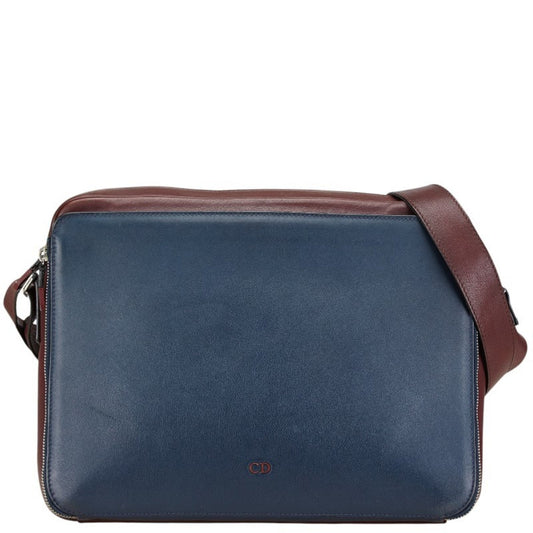 Christian Dior Navy Wine Leather Shoulder Bag ()