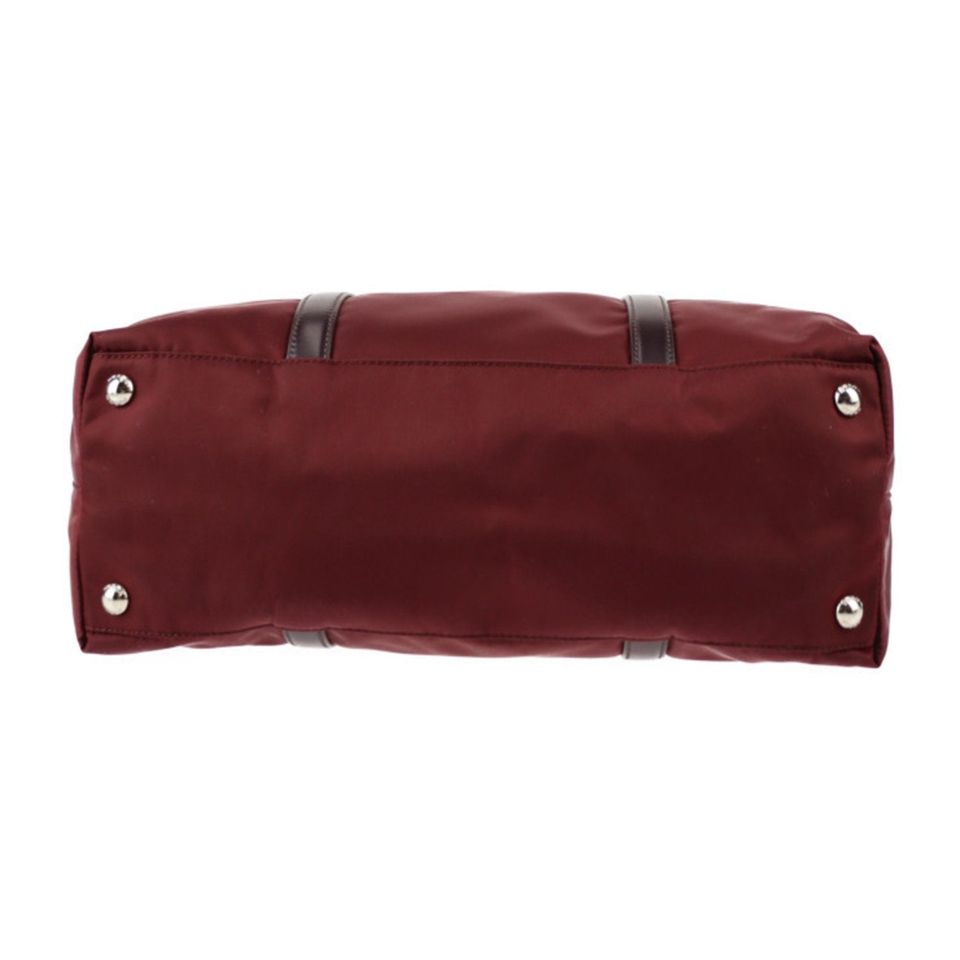 Prada Tote Bag Nylon Leather GRANATO Garnet Bordeaux 2WAY Shoulder Triangle Logo