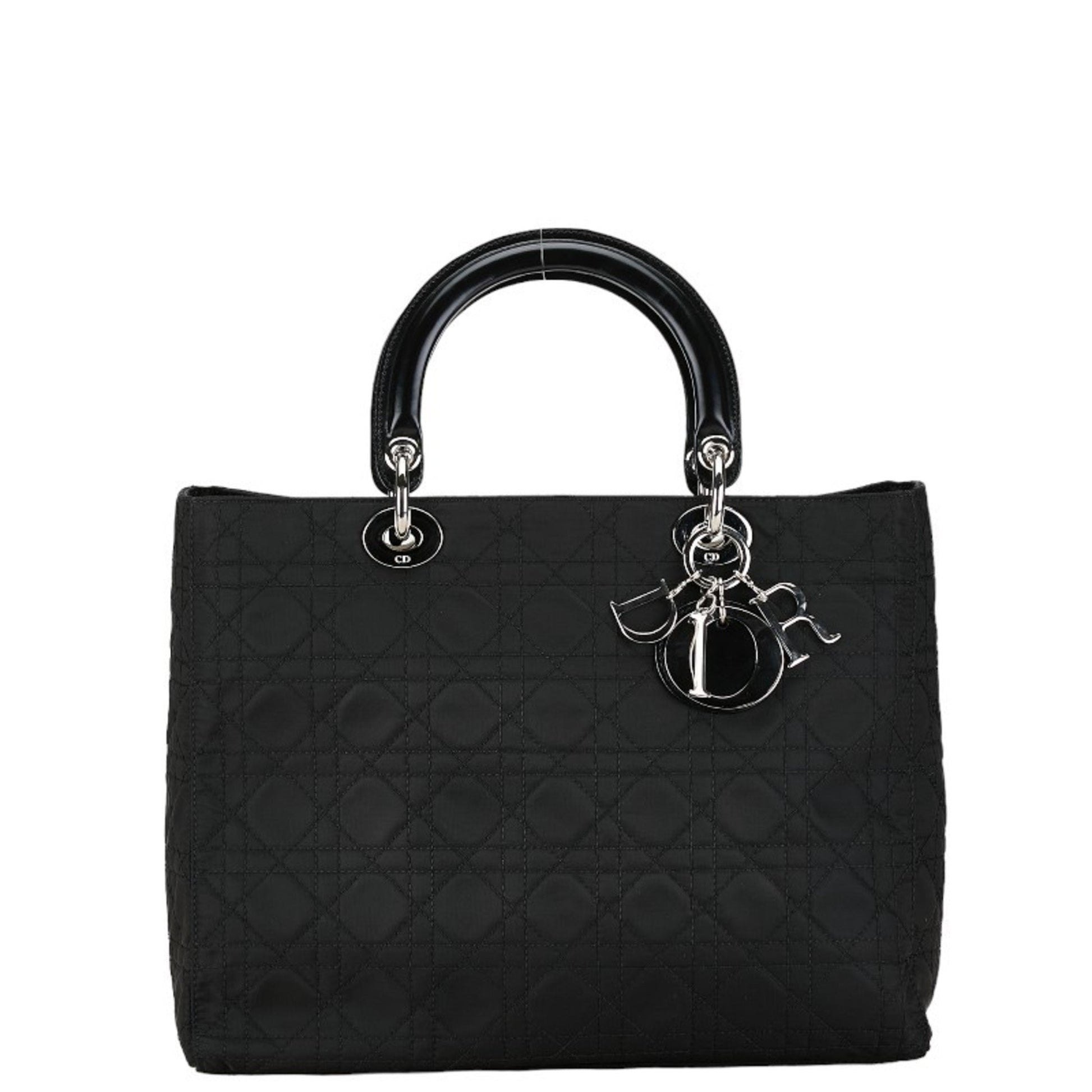 Christian Dior Black Cotton Leather Handbag Pochette Pouch Shoulder Bag ()