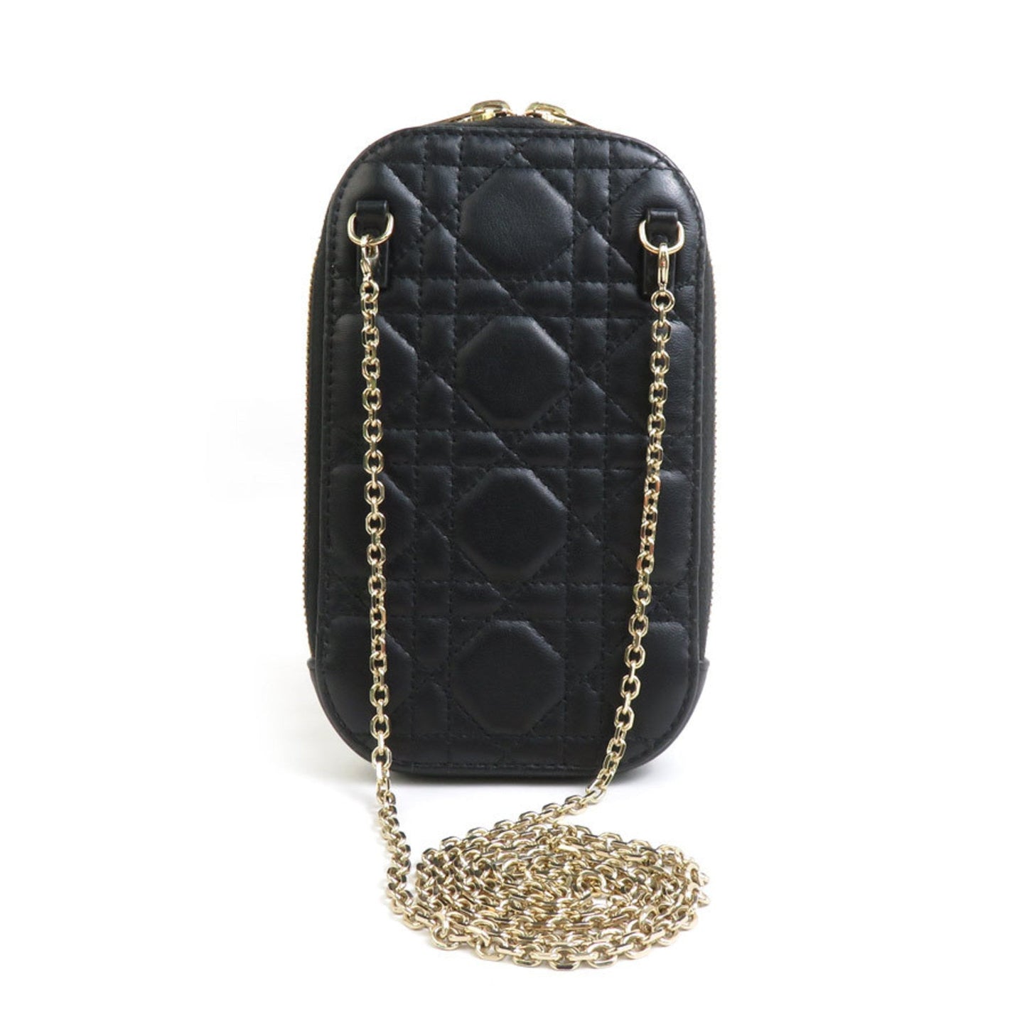 Christian Dior Black Gold Leather Metal Shoulder Bag ()