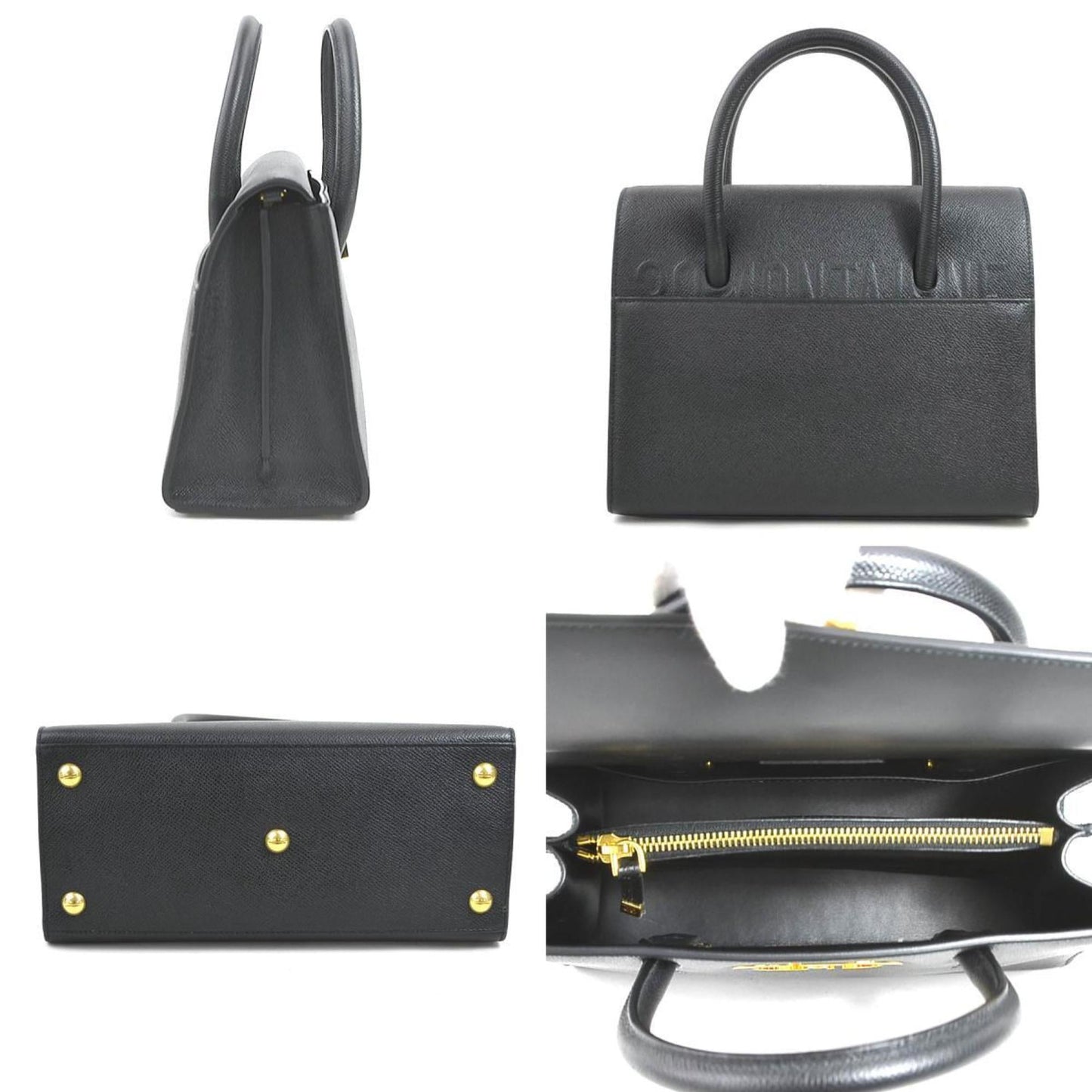Christian Dior Black Leather Handbag Shoulder Bag ()
