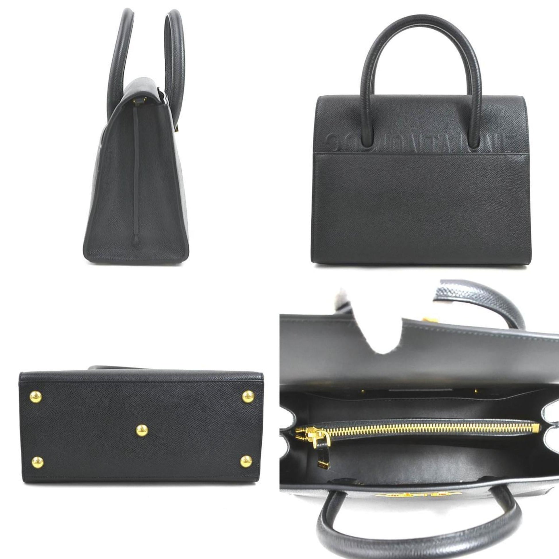 Christian Dior Black Leather Handbag Shoulder Bag ()