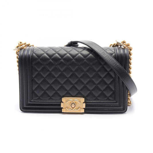 CHANEL Boy Chanel Matelasse Shoulder Bag Caviar Skin Women's Black