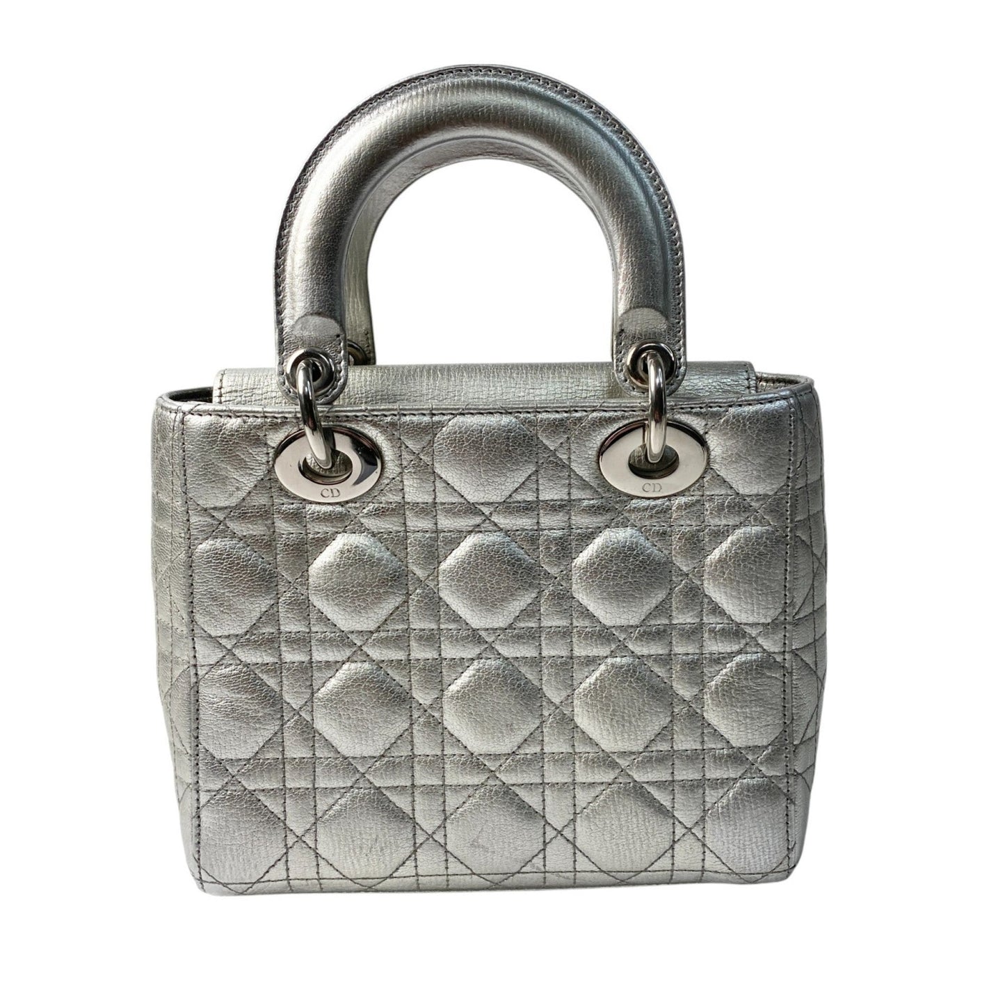 Christian Dior Silver Leather Handbag Shoulder Bag ()