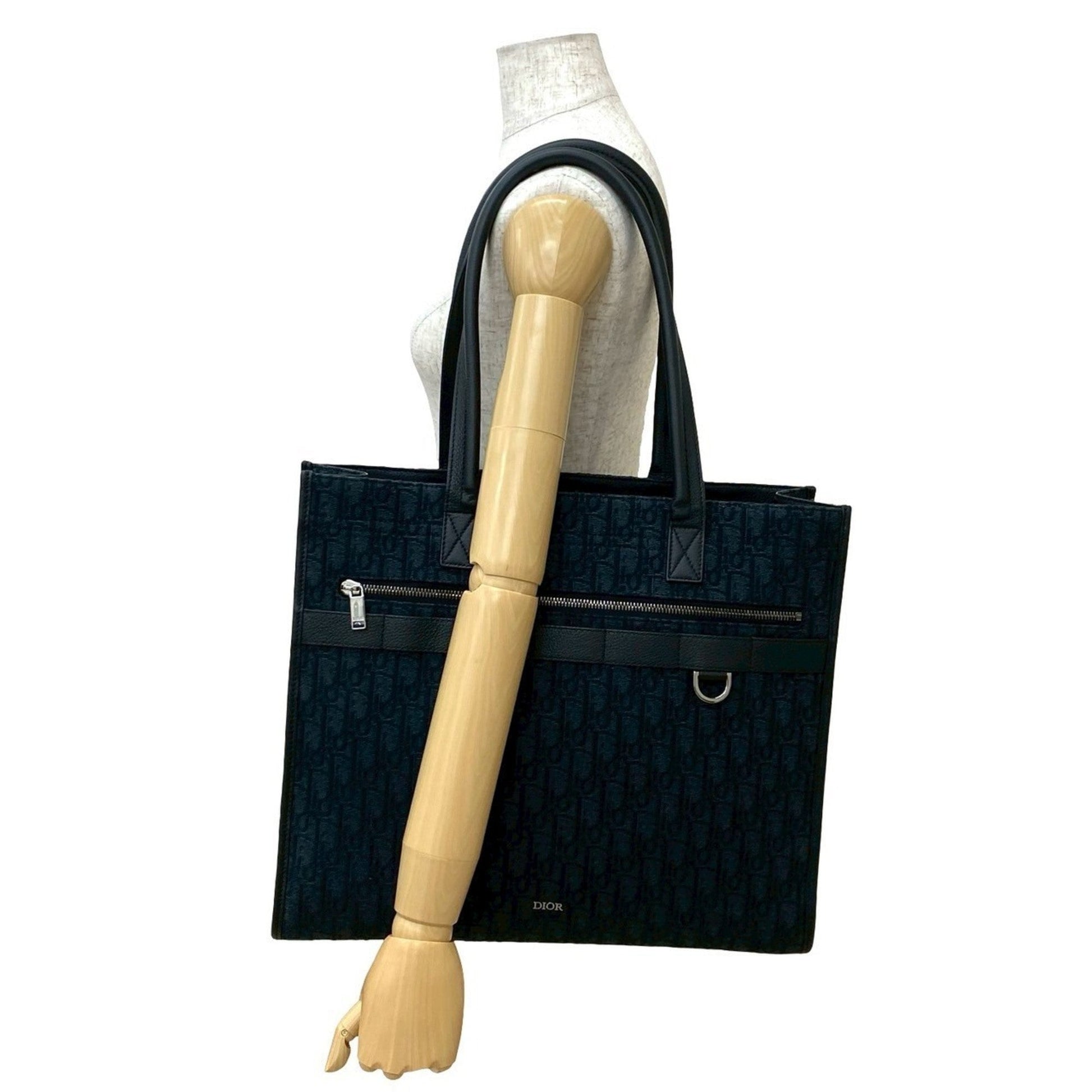 Christian Dior Black Canvas Leather Tote Bag ()