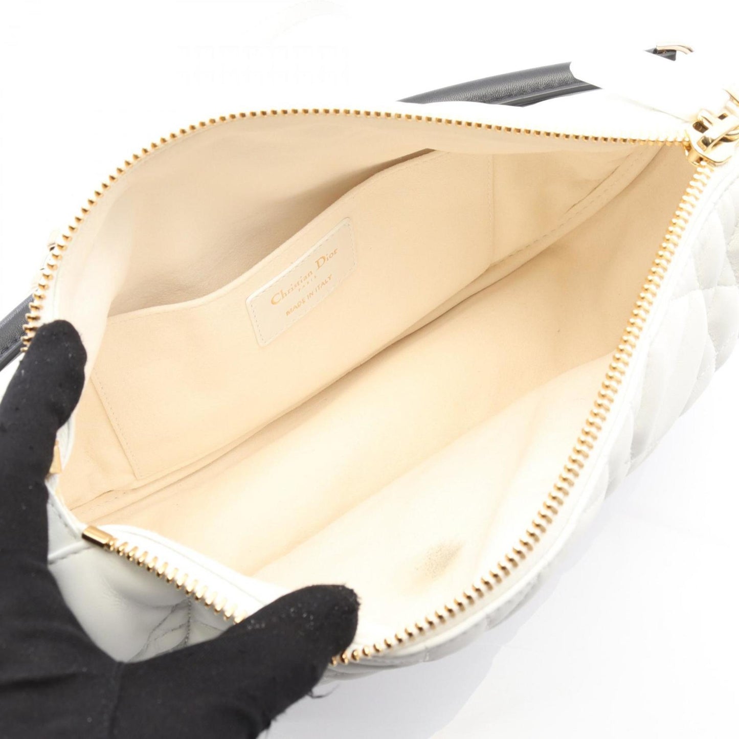 Christian Dior Black White Leather Handbag ()