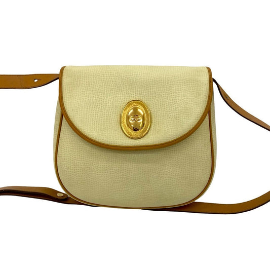 Christian Dior Brown White Leather Pochette Shoulder Bag ()
