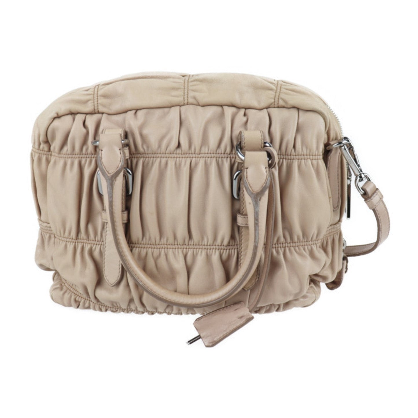 Prada handBag nappa leather CAMMEO beige 2WAY shoulder Bag tote gather