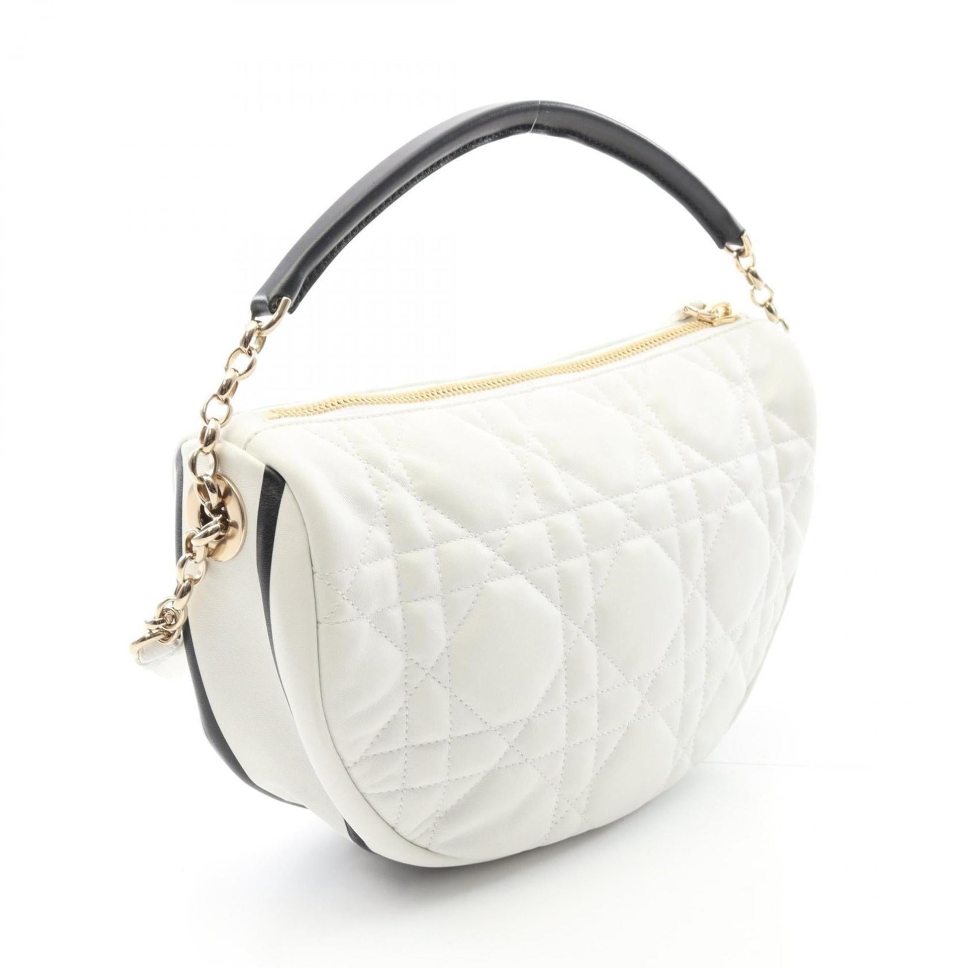 Christian Dior Black White Leather Handbag ()