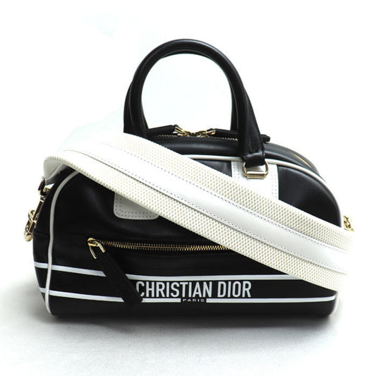 Christian Dior Black White Leather Shoulder Bag ()