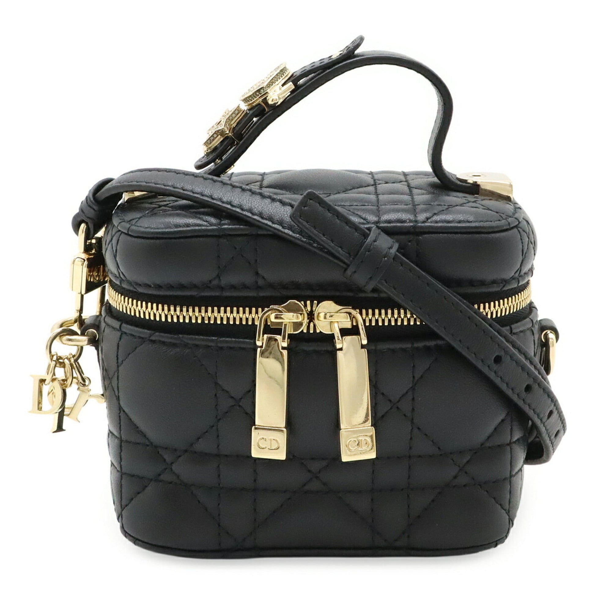Christian Dior Lady Dior Black Leather Shoulder Bag ()