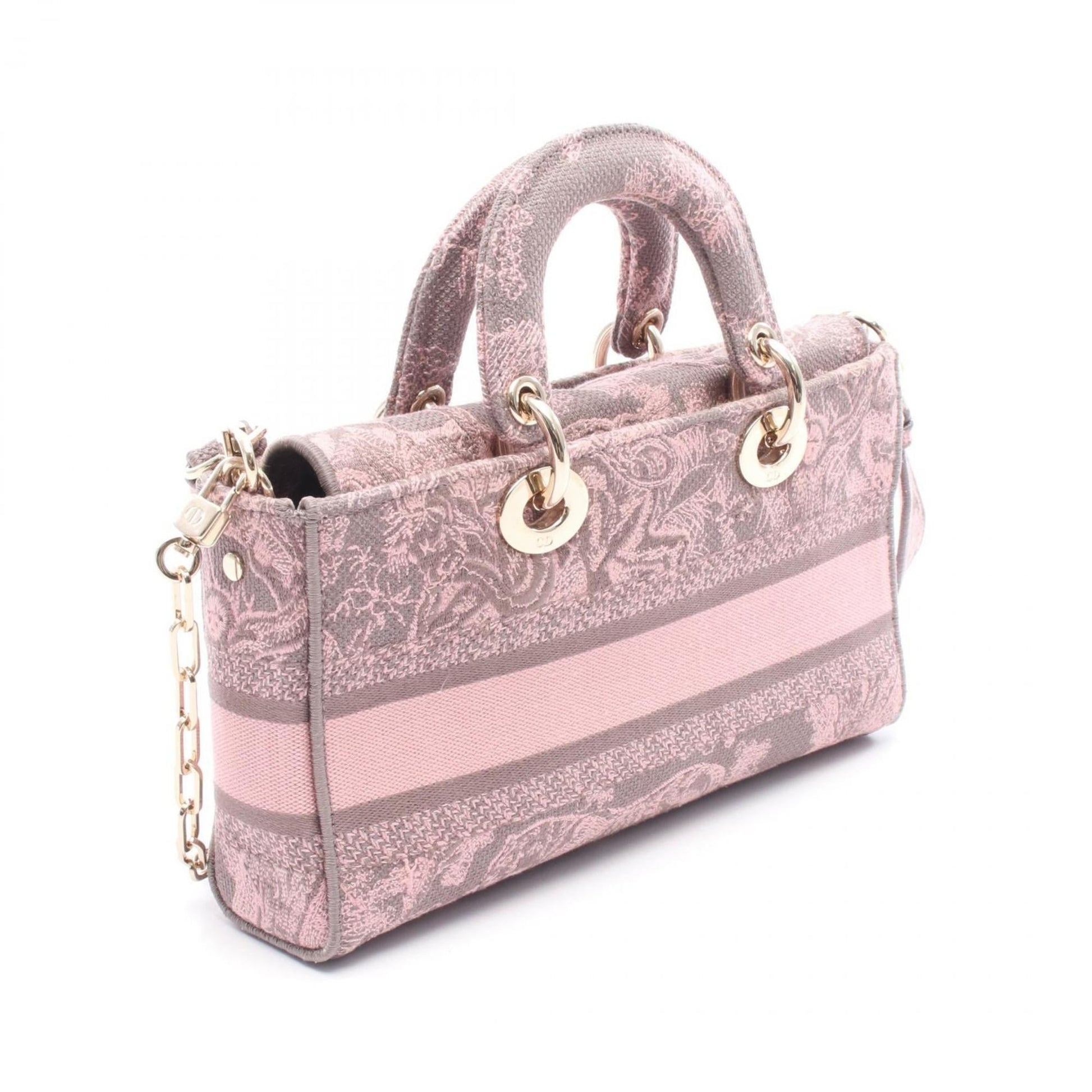 Christian Dior Gray Pink Canvas Handbag ()