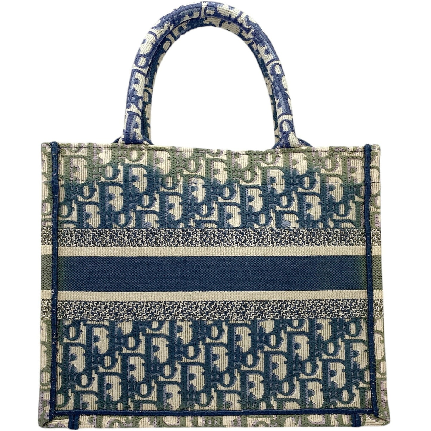 Christian Dior Khaki Navy Pink Canvas Handbag Tote Bag ()