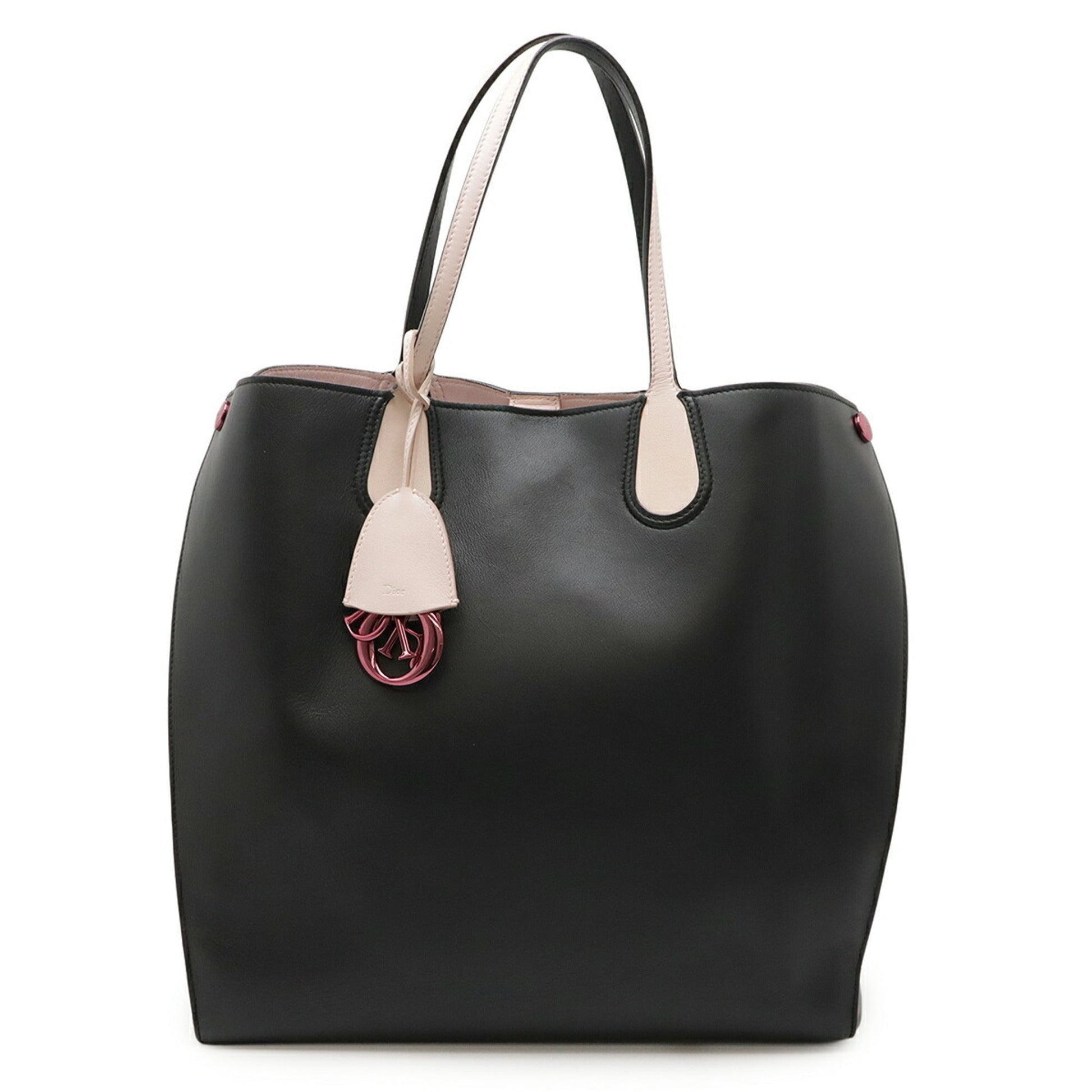 Christian Dior Black Pink Leather Tote Bag ()