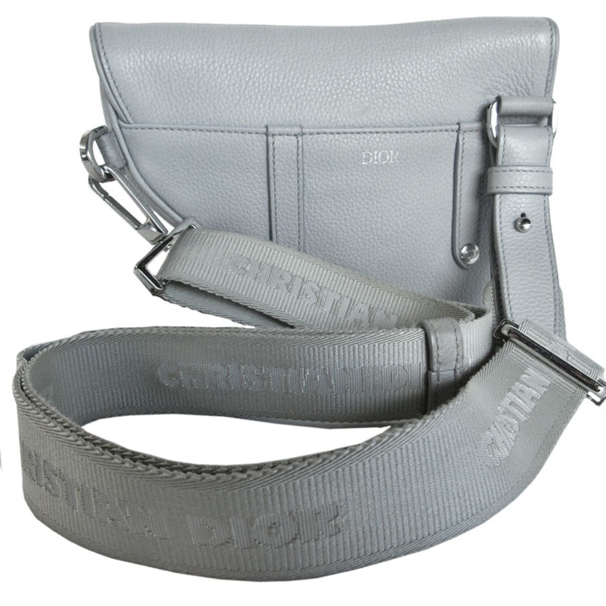 Christian Dior Light Gray Leather Saddle Bag Sling Bag ()