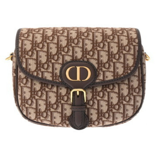 Christian Dior Brown Jacquard Leather Shoulder Bag ()