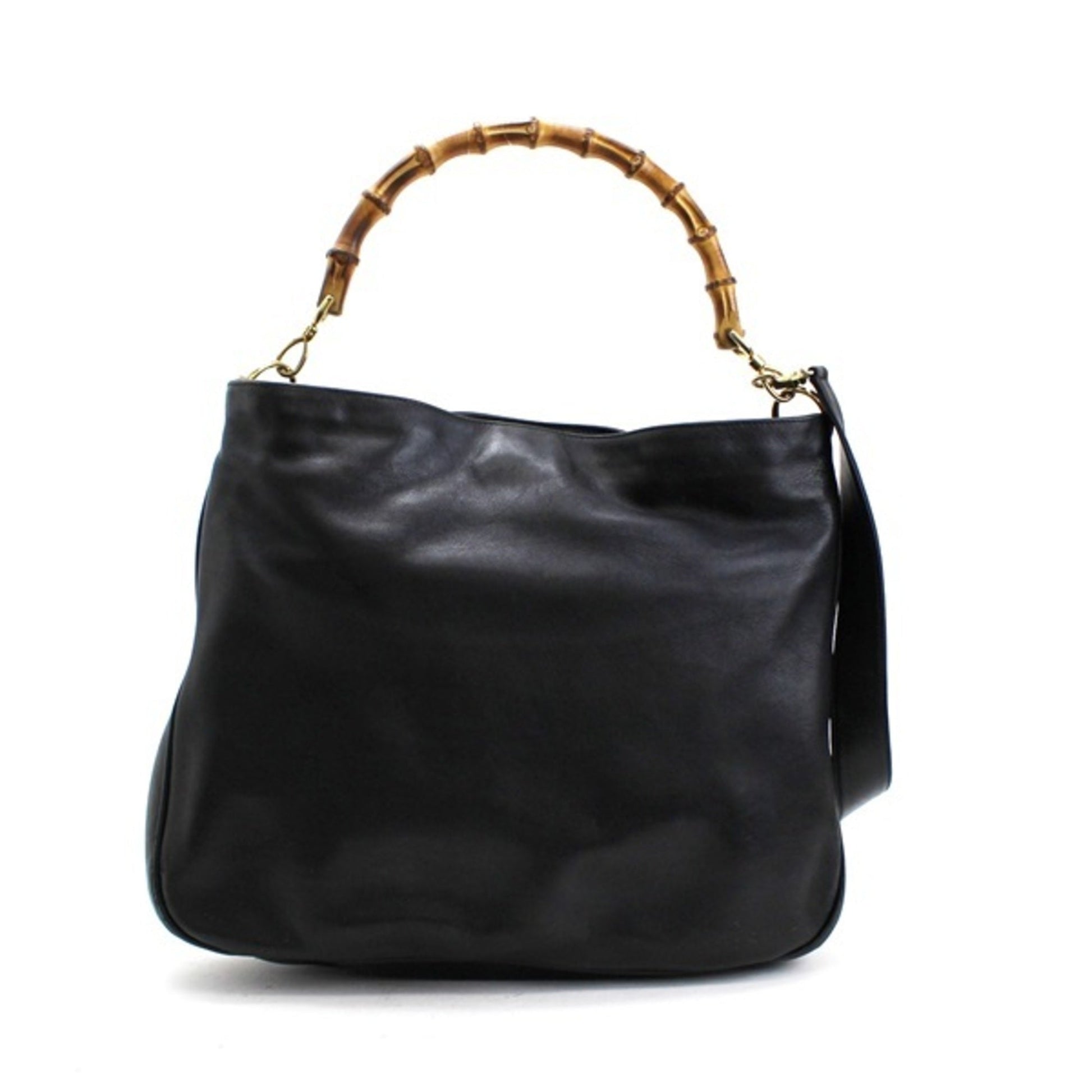 Gucci Bamboo Black Leather Shoulder Bag Style 7