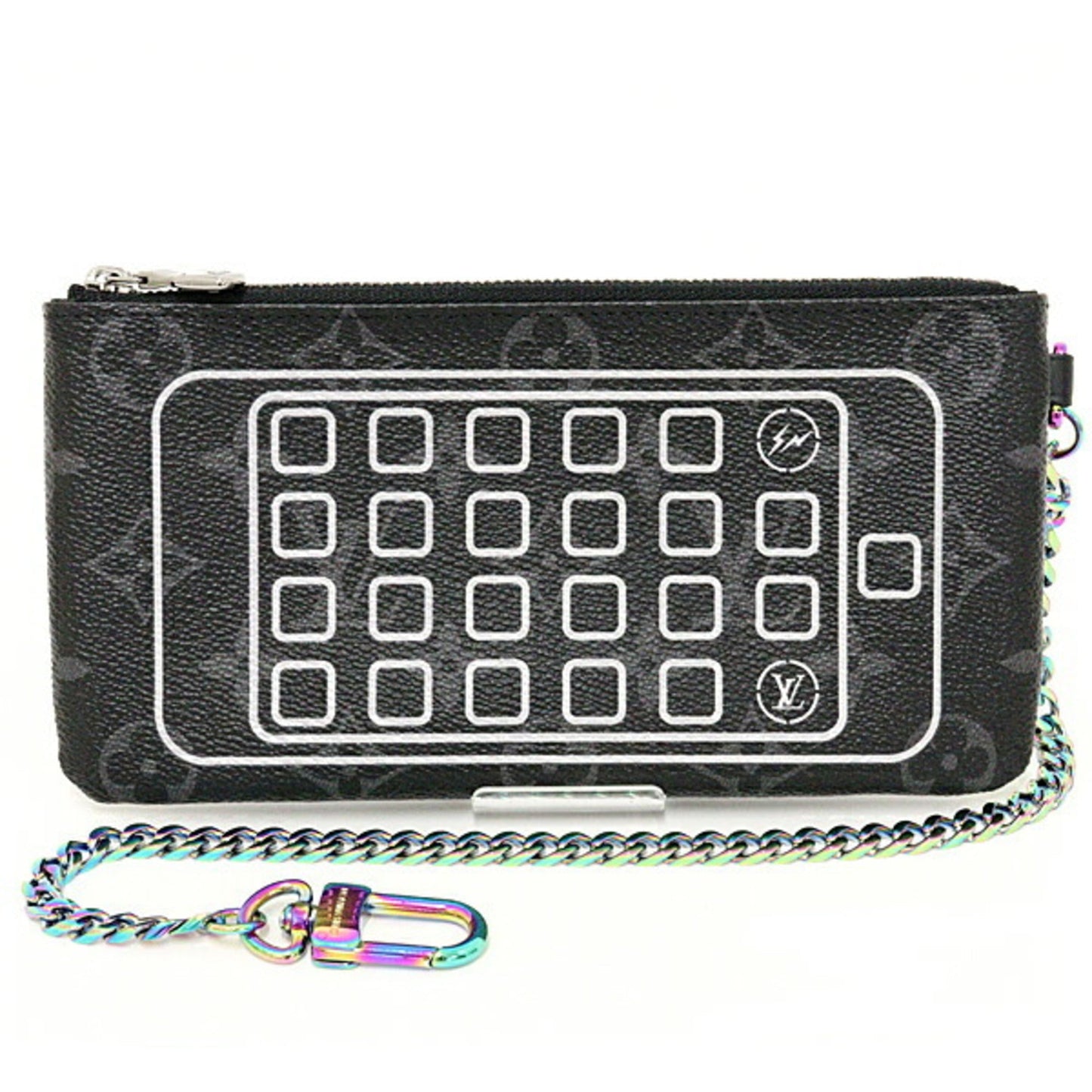 LOUIS VUITTON Fragment Collaboration iPhone Pouch M64433 Black Gray Rainbow