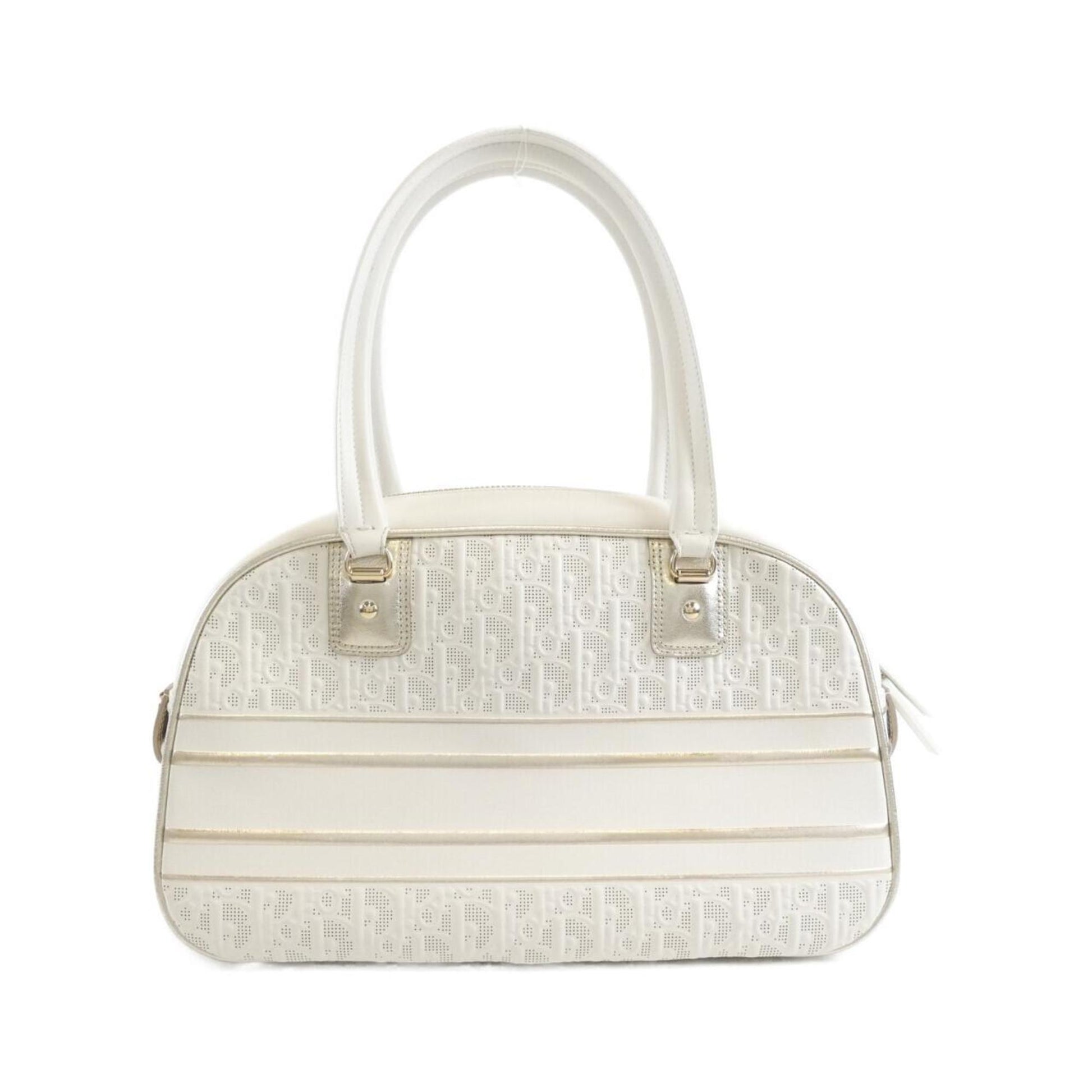 Christian Dior White Leather Boston Bag ()