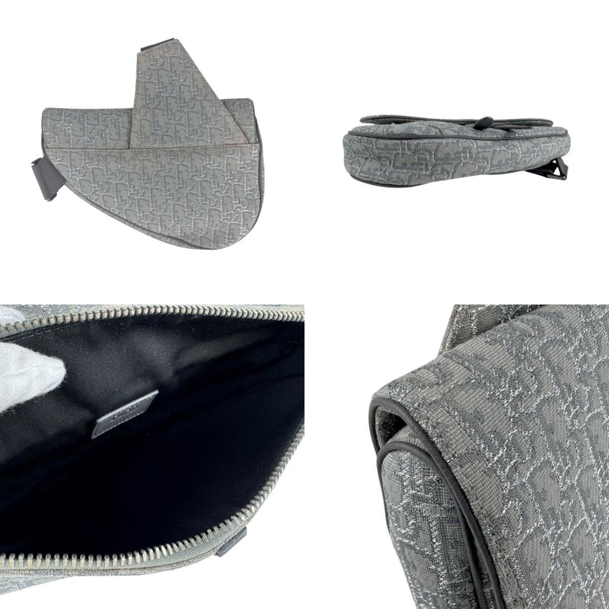 Christian Dior Gray Canvas Saddle Bag Shoulder Bag ()
