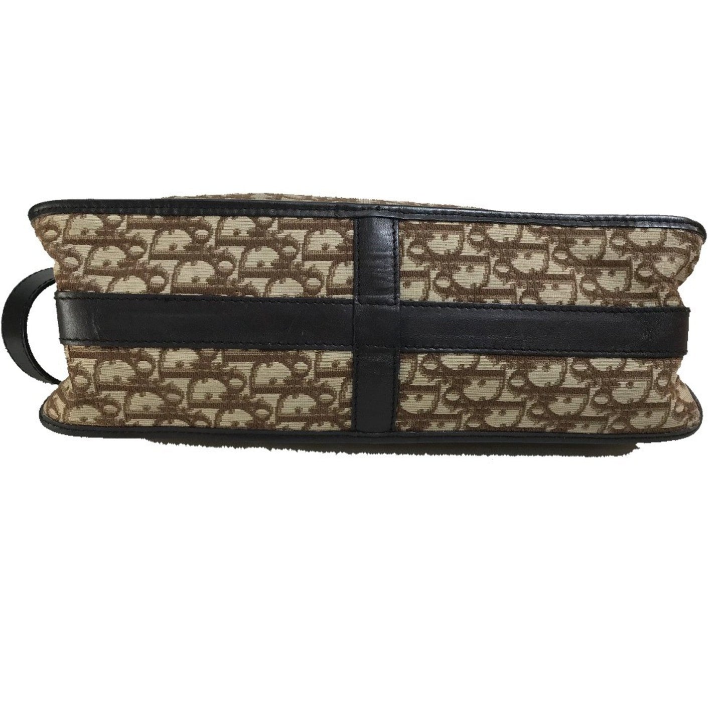 Christian Dior Beige Brown Leather Canvas Shoulder Bag ()