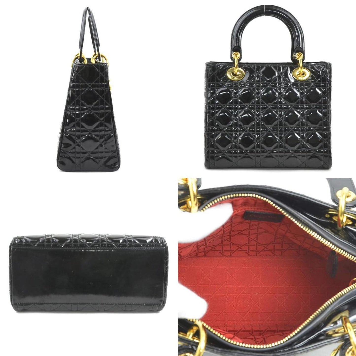 Christian Dior Black Patent Leather Handbag Shoulder Bag ()