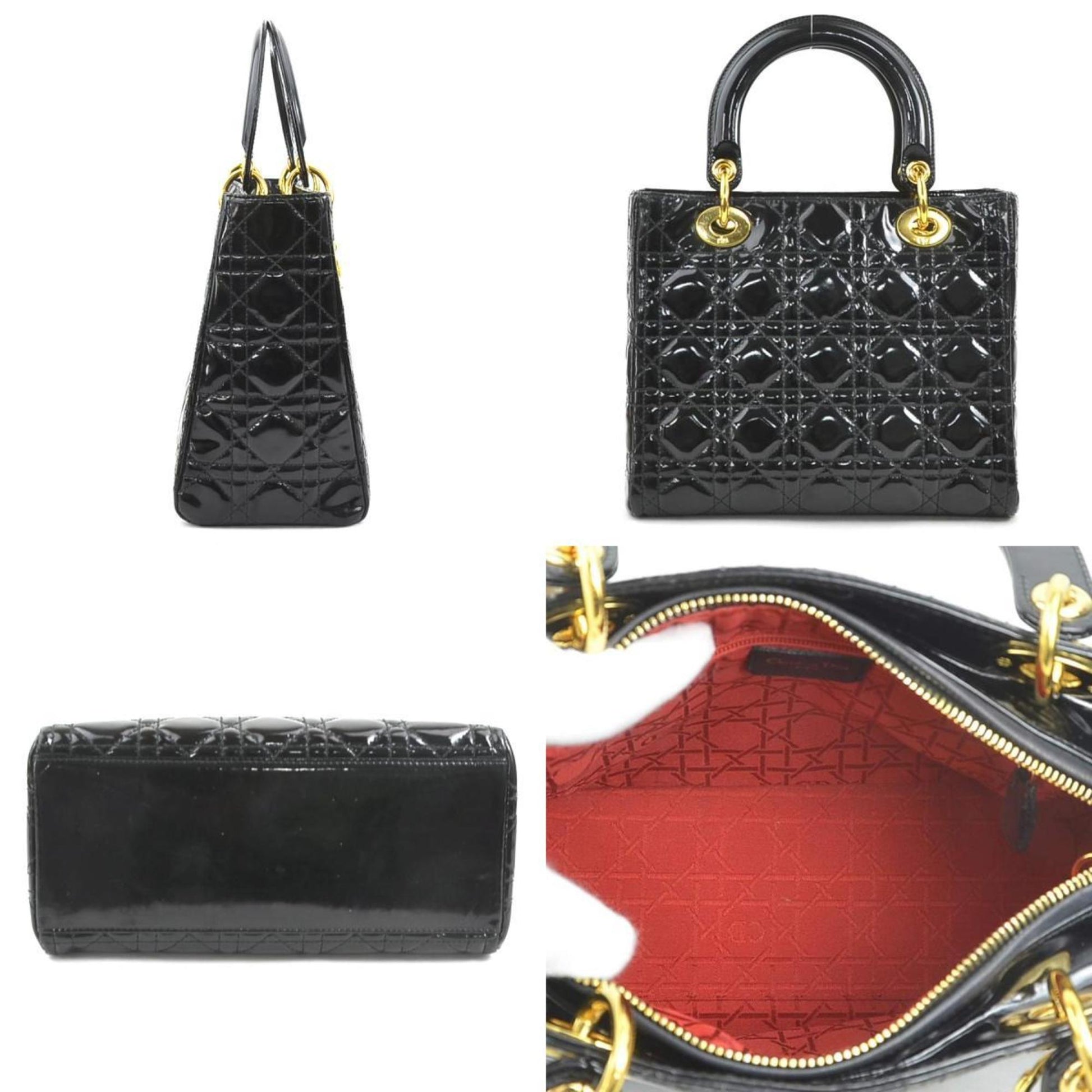Christian Dior Black Patent Leather Handbag Shoulder Bag ()